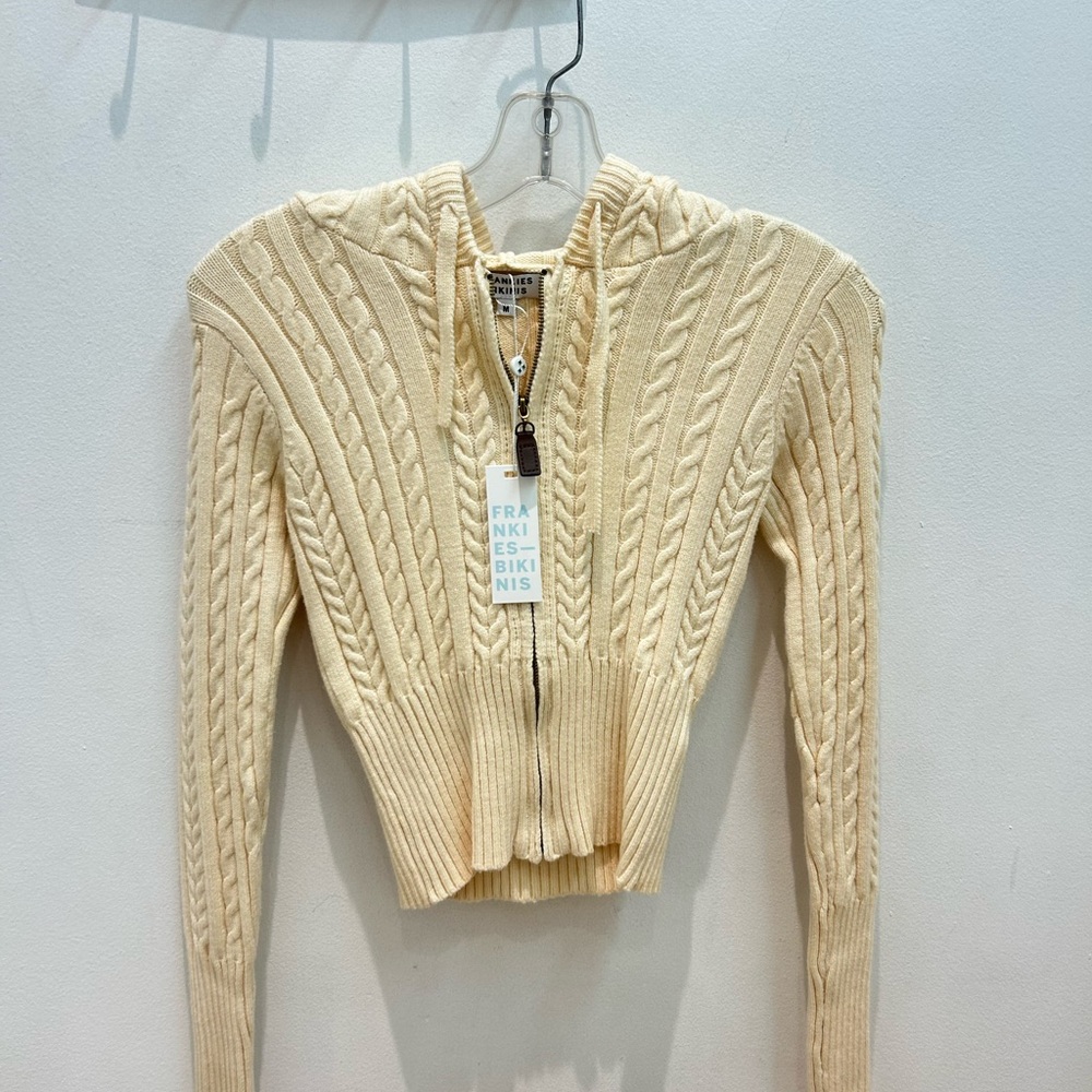 Frankie's Bikinis pastel yellow Cable Knit Cardigan